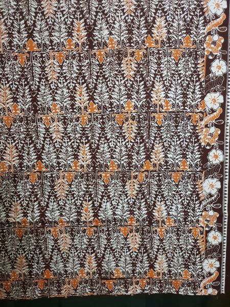 Batik dark brown / white / orange